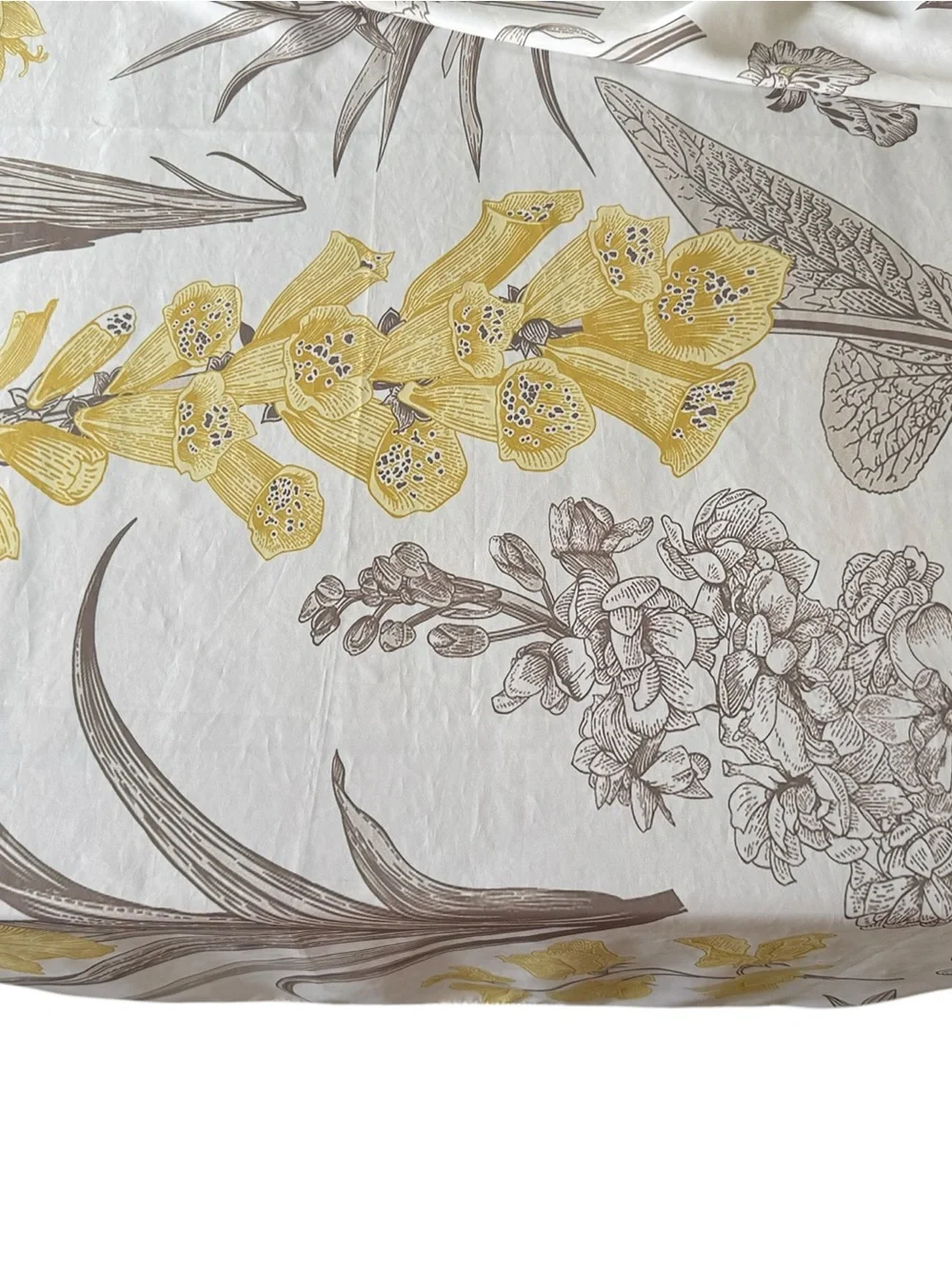 Mustard Gray Botanical Floral Tablecloth 60x84